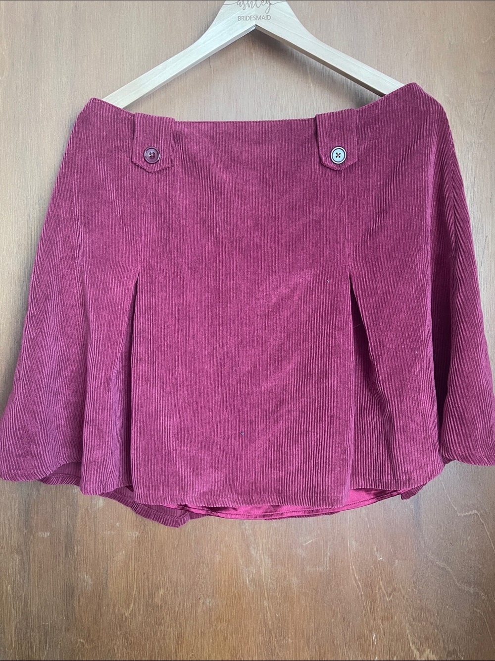 ModCloth Corduroy Pleated Mini Skirt in Burgundy